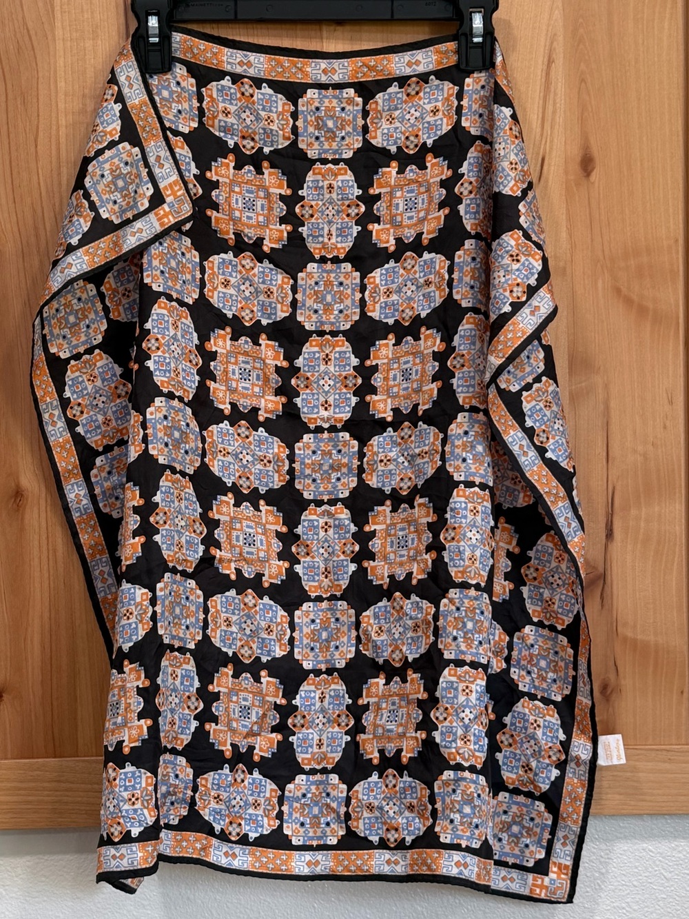 Vintage Glentex Scarf 100% Acetate
Made in Japan MCM Geometric Black, orange blu
